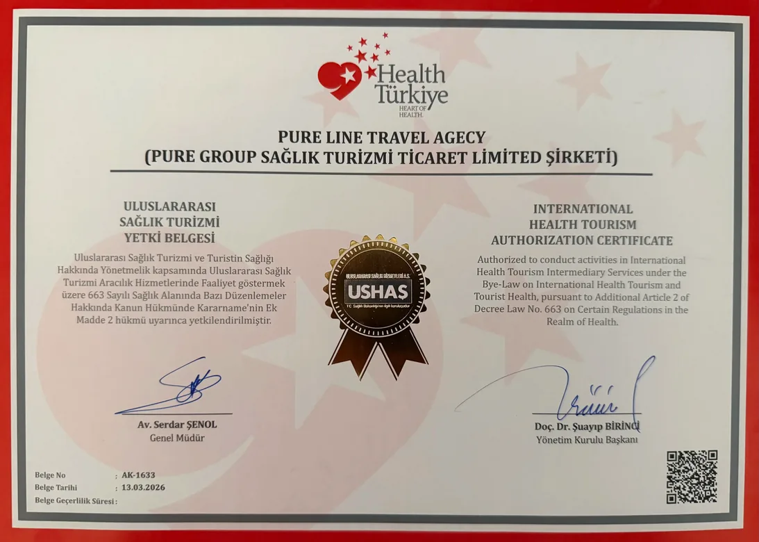 International Health Tourism Authorization Certificate for Pure Line Travel Agency